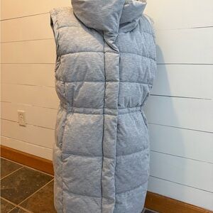 Gray Puffer Vest with Hood